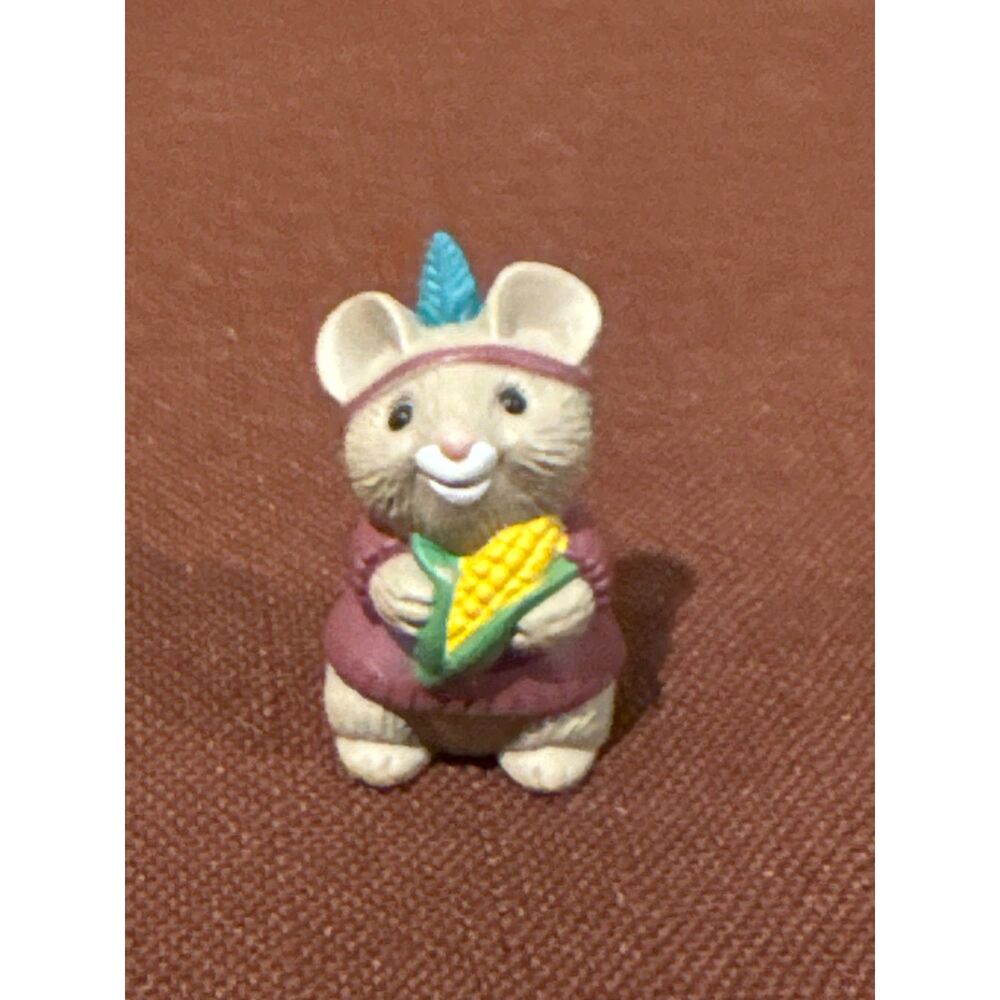 Hallmark Merry Miniatures Thanksgiving Maiden Mouse with Corn